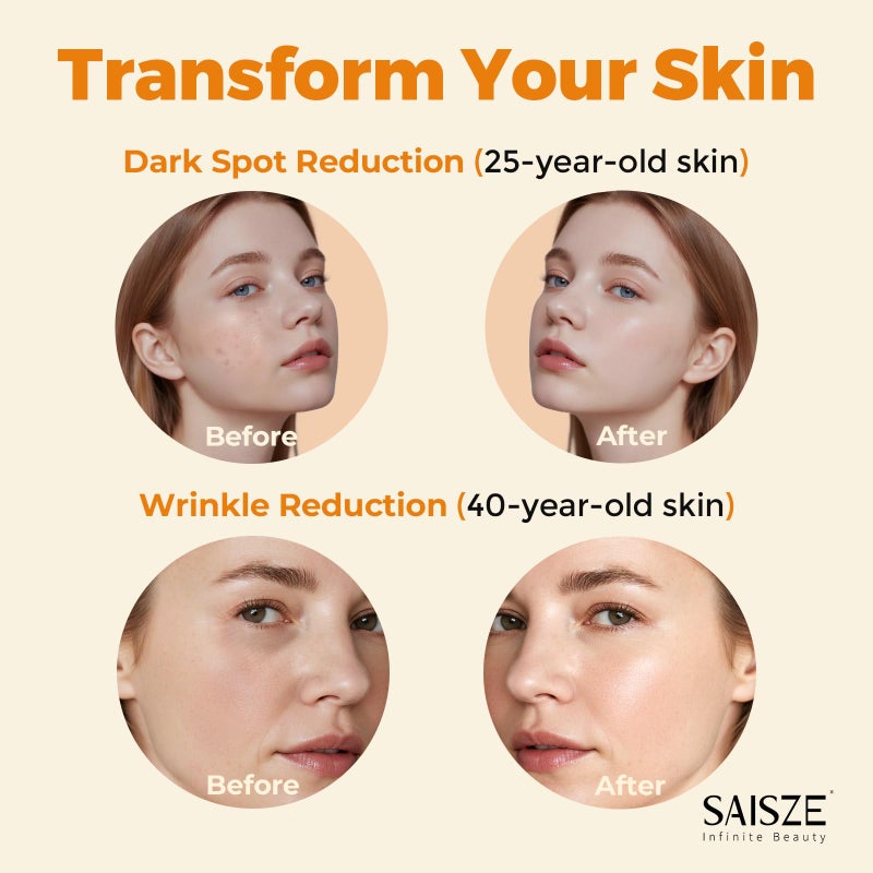 SAISZE Vitamin C Serum for Face, Valentines Day Gifts for Her, Facial Serum for Dark Spot, Skin Care Gifts for Women, Christmas Stocking Stuffers, Anti Aging with Vitamin C, Hyaluronic Acid, 60ml - Image 3